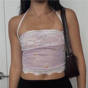 Floral Lace Trim Camisole in Lavender